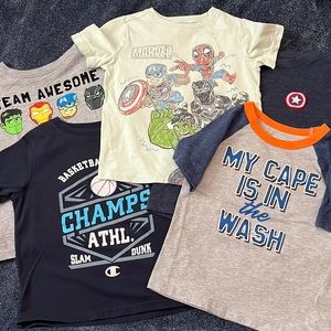 🧢 Bundle of 5 Toddler Boy T-Shirts- Various Brands ~ Size 4T